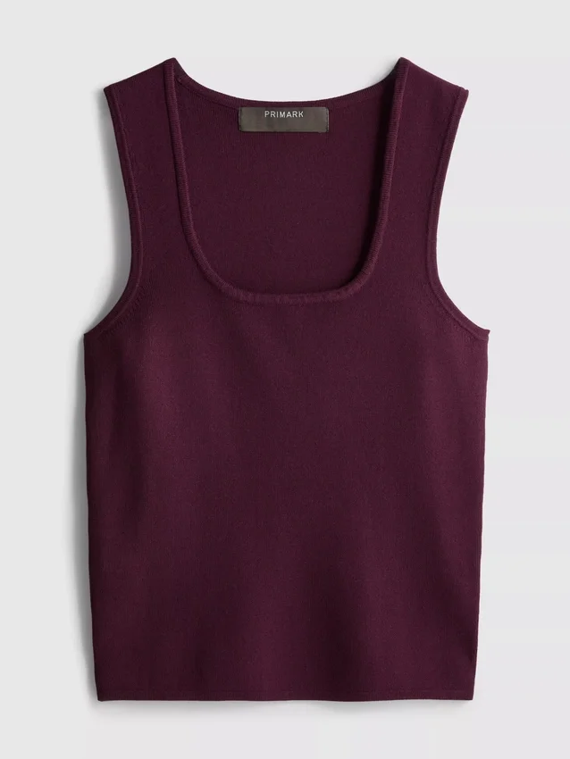 Camiseta sin mangas de punto con cuello cuadrado
