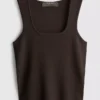 Camiseta sin mangas de punto con cuello cuadrado
