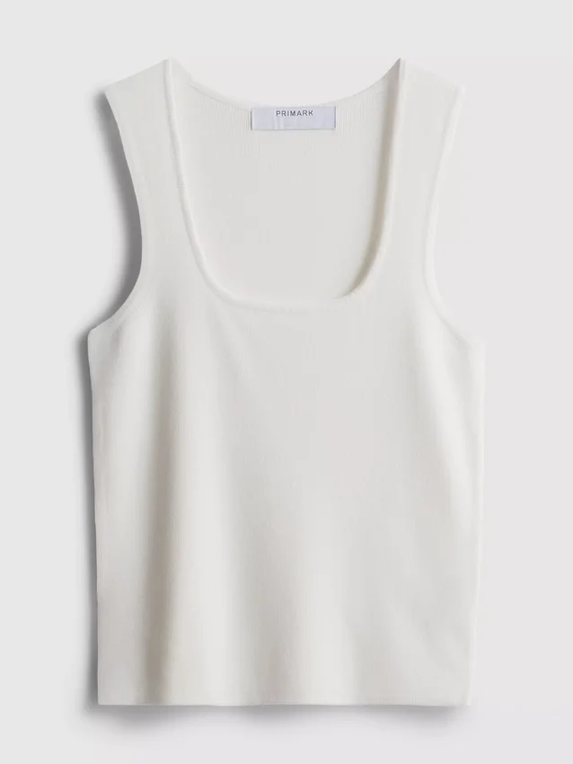Camiseta sin mangas de punto con cuello cuadrado