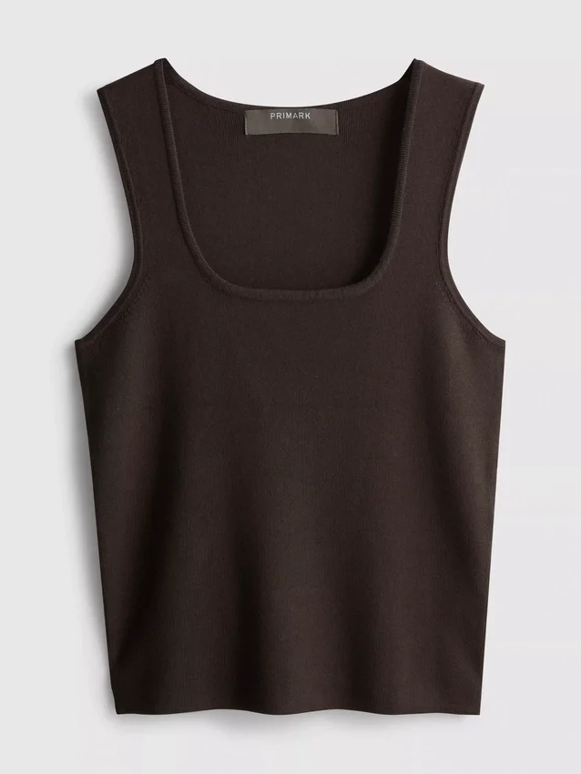 Camiseta sin mangas de punto con cuello cuadrado