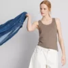 Camiseta sin mangas elástica con alto contenido de algodón