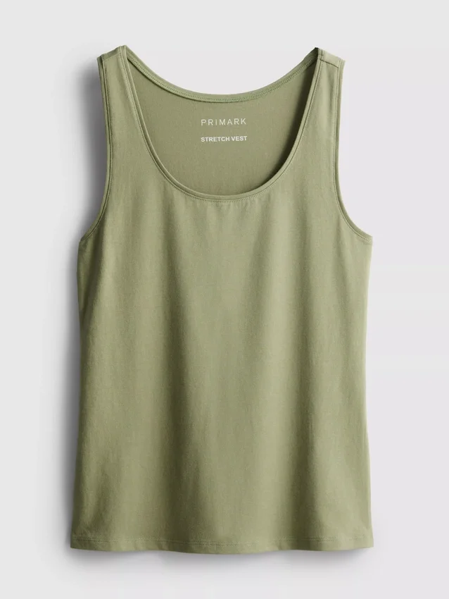 Camiseta sin mangas elástica con alto contenido de algodón