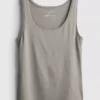 Camiseta sin mangas elástica con alto contenido de algodón