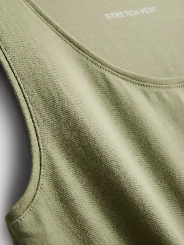 Camiseta sin mangas elástica con alto contenido de algodón