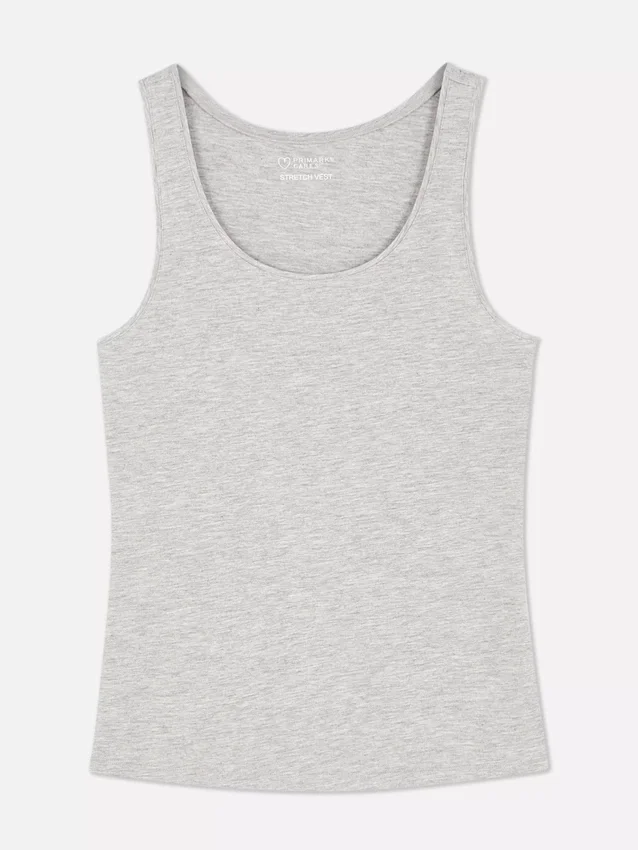 Camiseta sin mangas elástica con cuello redondo