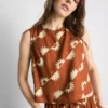 Camiseta sin mangas estampada de mezcla de algodón