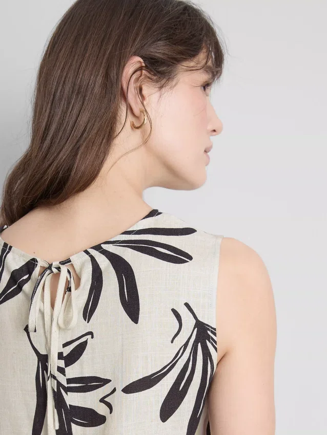 Camiseta sin mangas estampada de mezcla de algodón
