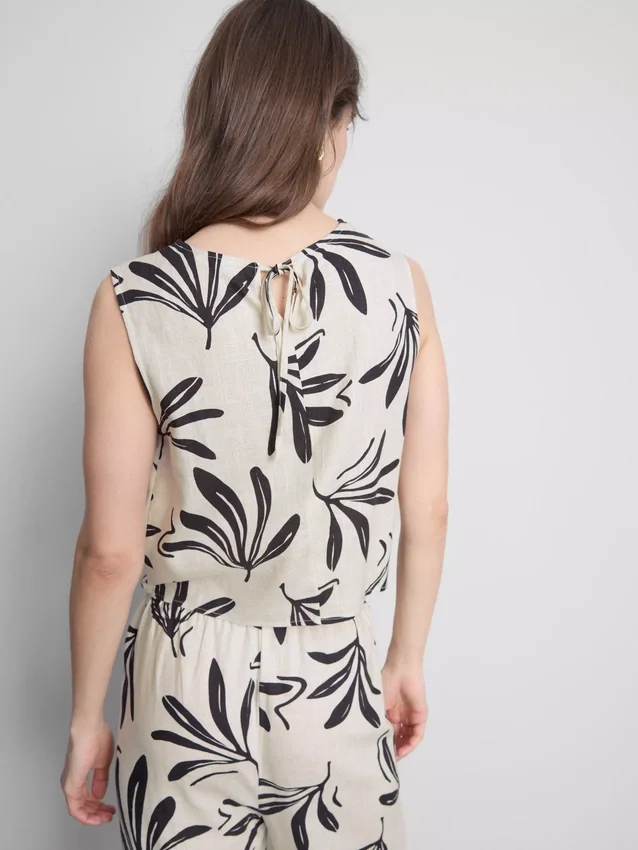 Camiseta sin mangas estampada de mezcla de algodón