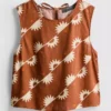 Camiseta sin mangas estampada de mezcla de algodón