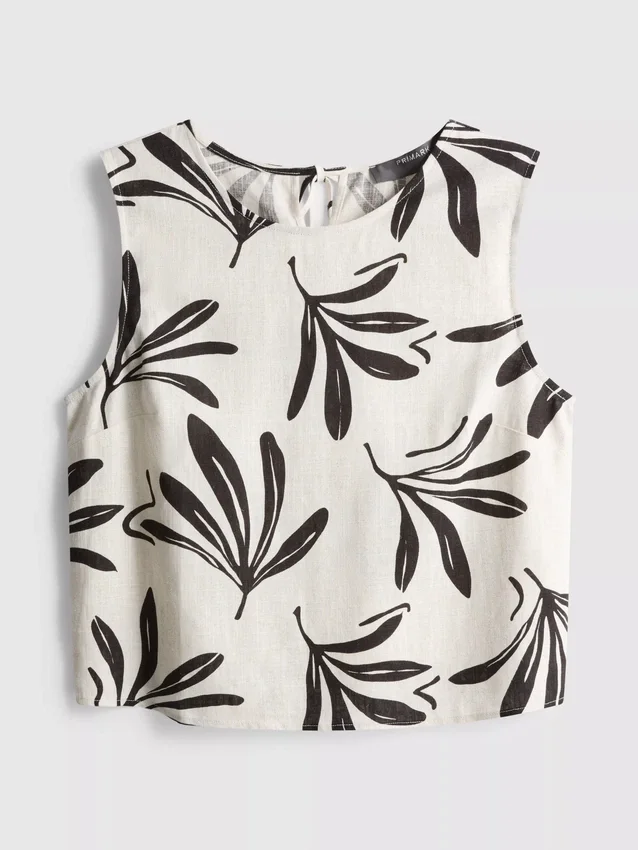 Camiseta sin mangas estampada de mezcla de algodón