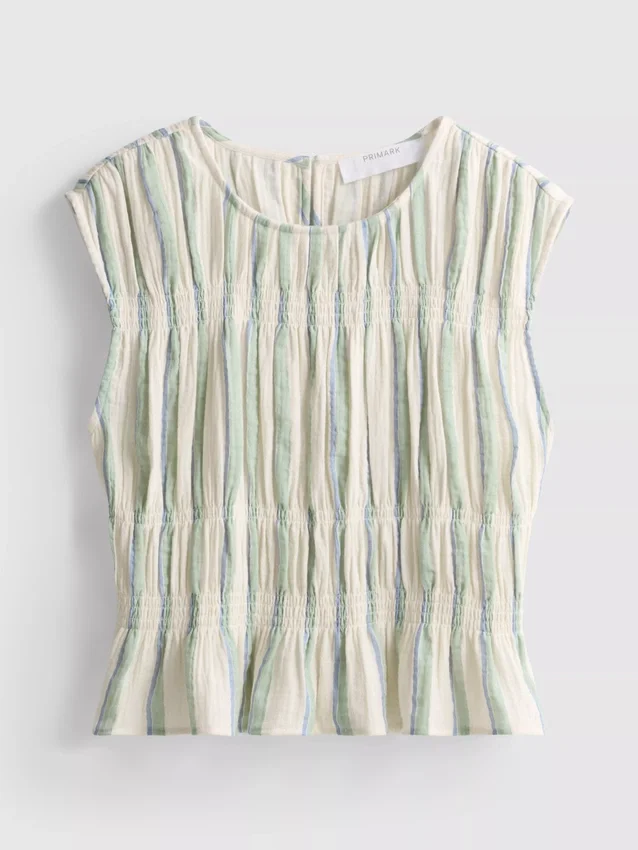 Camiseta sin mangas fruncida de algodón