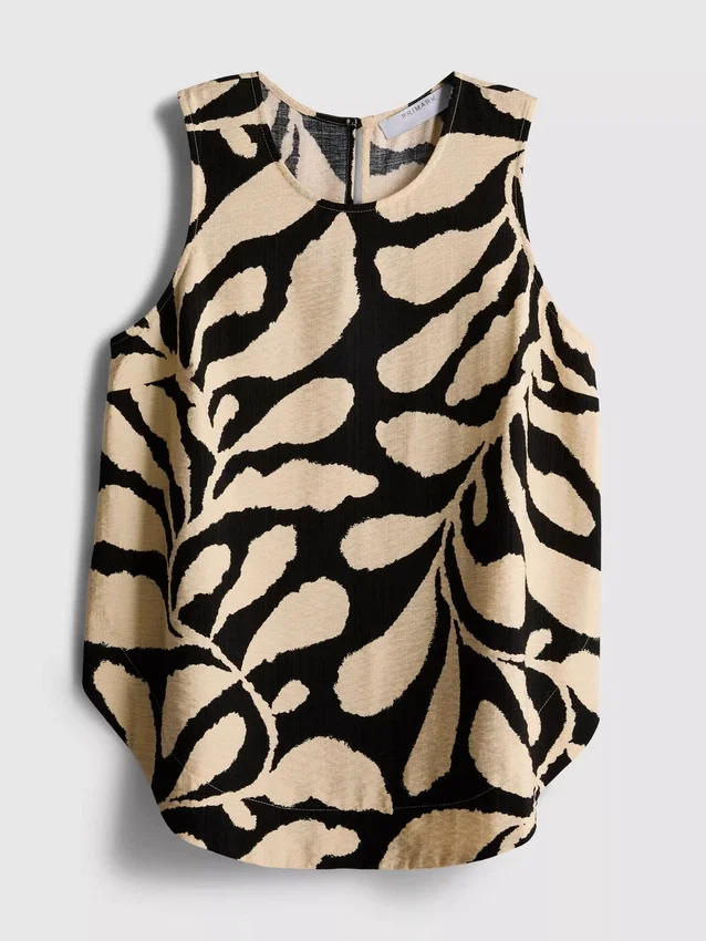 Camiseta sin mangas larga estampada