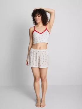Camiseta tipo camisola corta de pijama estampada sin costuras