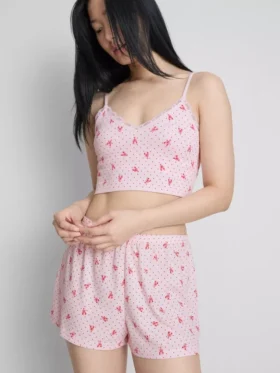Camiseta tipo camisola corta de pijama estampada sin costuras
