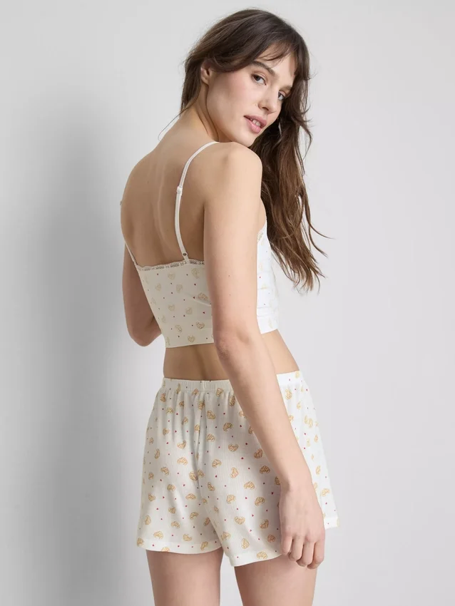 Camiseta tipo camisola corta de pijama estampada sin costuras