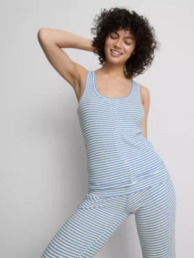 Camiseta tipo camisola de pijamas a rayas acanaladas «Love to Lounge»