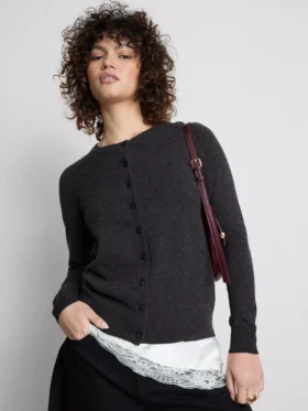 Cardigan de manga larga y cuello redondo
