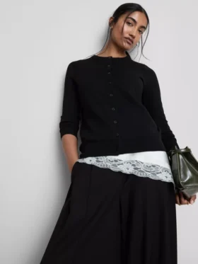 Cardigan de manga larga y cuello redondo
