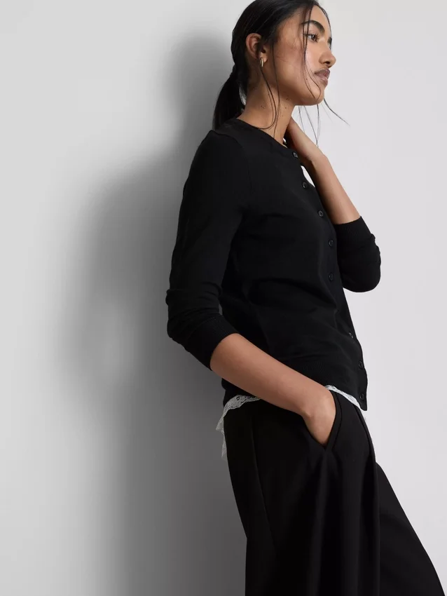 Cardigan de manga larga y cuello redondo