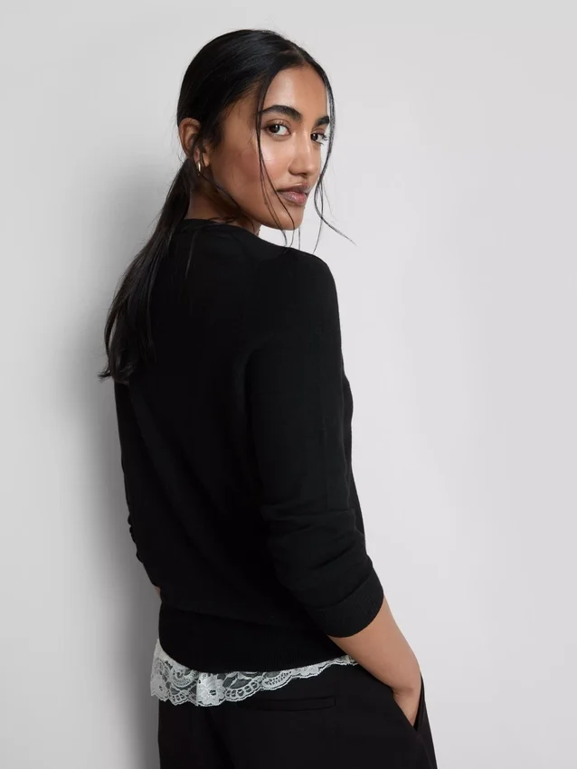 Cardigan de manga larga y cuello redondo