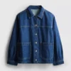 Chaqueta de mezclilla con bolsillos de parche de algodón