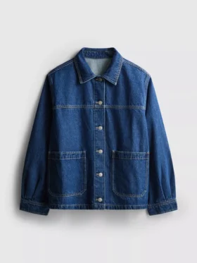 Chaqueta de mezclilla con bolsillos de parche de algodón