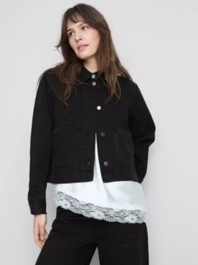 Chaqueta de mezclilla con bolsillos de parche de algodón