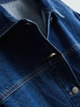 Chaqueta de mezclilla con bolsillos de parche de algodón