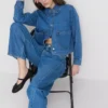 Chaqueta de mezclilla con bolsillos de parche de algodón