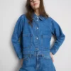 Chaqueta de mezclilla con bolsillos de parche de algodón