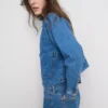 Chaqueta de mezclilla con bolsillos de parche de algodón