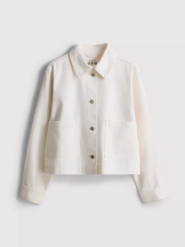 Chaqueta de mezclilla con bolsillos de parche de algodón