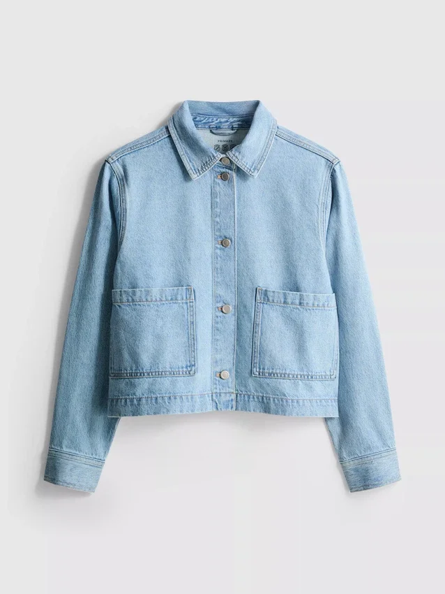 Chaqueta de mezclilla con bolsillos de parche de algodón