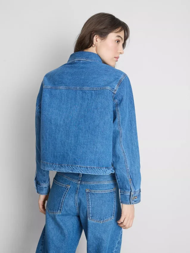 Chaqueta de mezclilla con bolsillos de parche de algodón