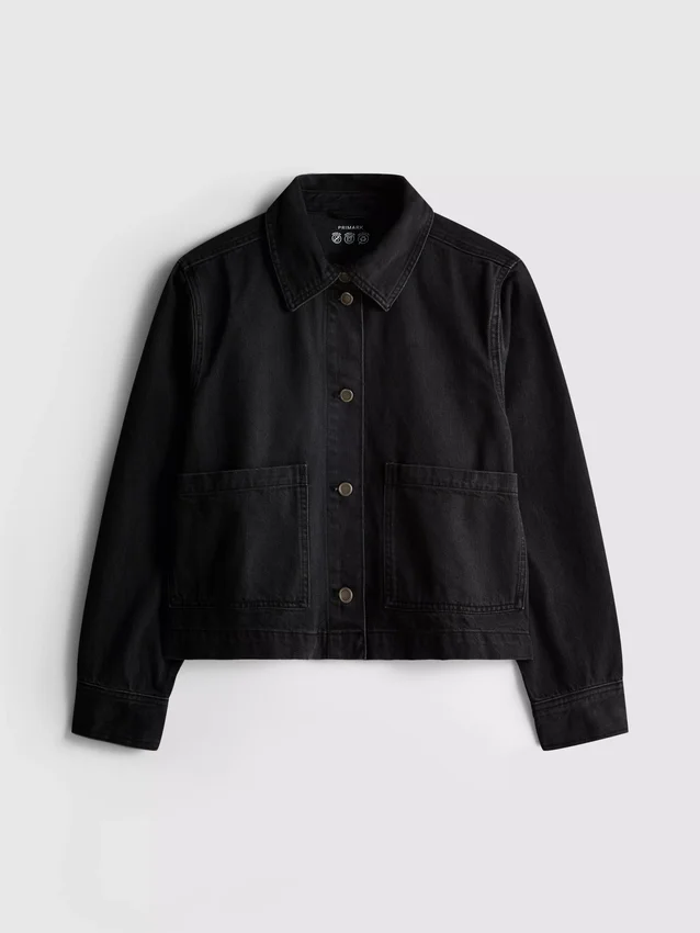 Chaqueta de mezclilla con bolsillos de parche de algodón