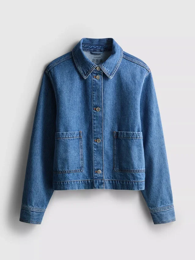 Chaqueta de mezclilla con bolsillos de parche de algodón