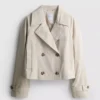 Chaqueta impermeable de corte cuadrado con doble botonadura