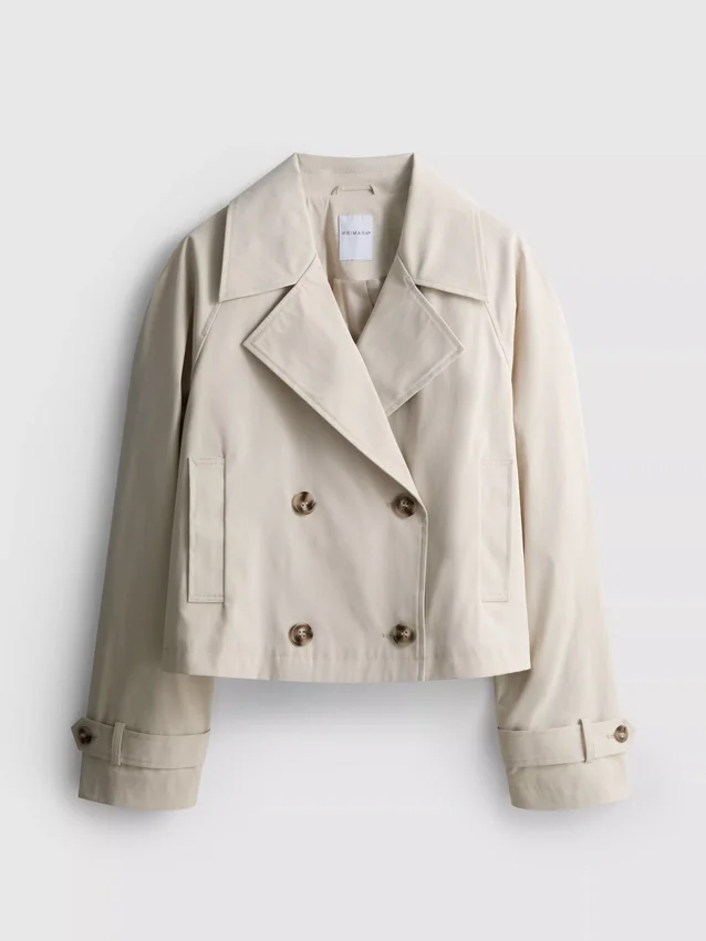 Chaqueta impermeable de corte cuadrado con doble botonadura