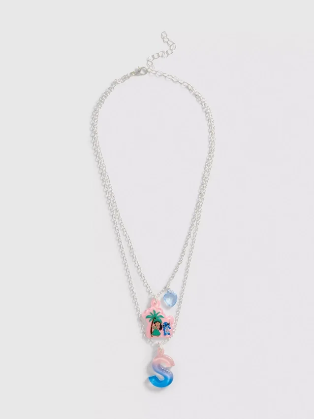Collar con colgante de inicial de Stitch de Disney