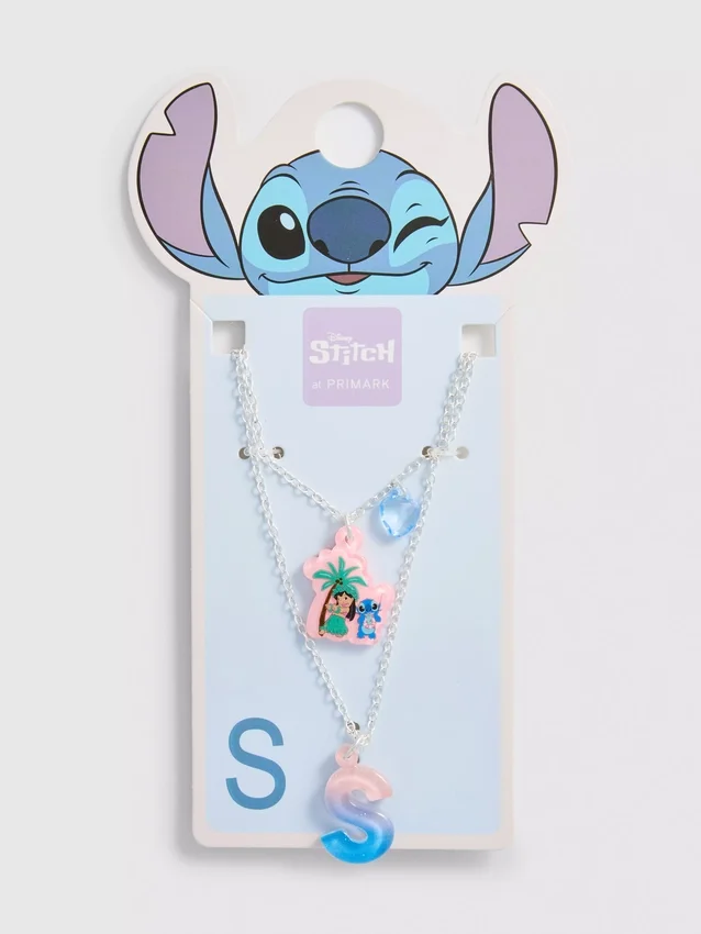 Collar con colgante de inicial de Stitch de Disney