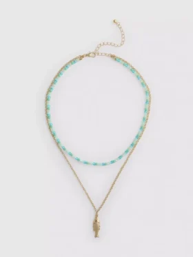 Collar de peces con cuentas en capas