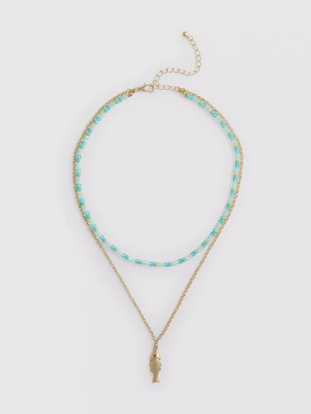 Collar de peces con cuentas en capas