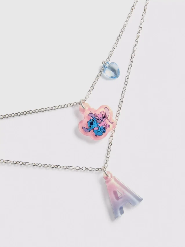 Collar de varias vueltas con inicial de Stitch de Disney