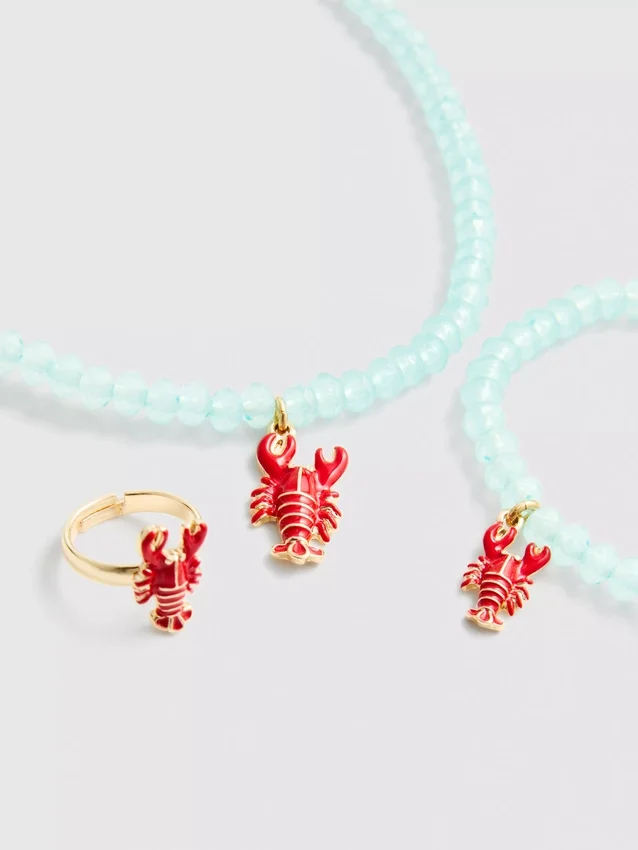 Conjunto de joyas de 3 piezas con dijes tipo langosta