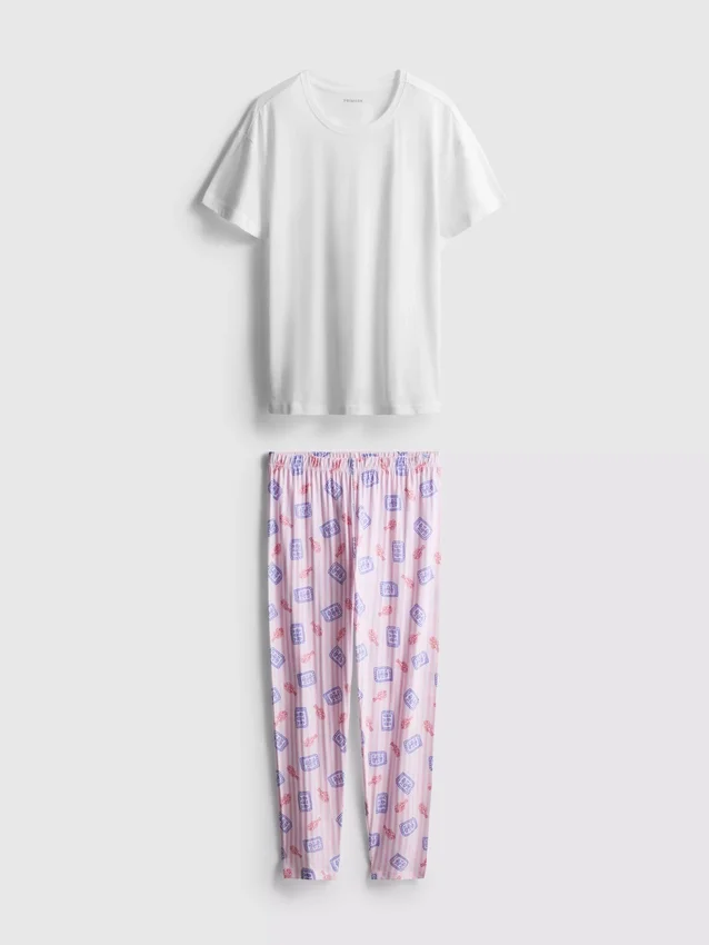 Conjunto de pijama de algodón estampado