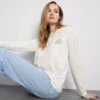 Conjunto de pijama de algodón estampado con cuello redondo