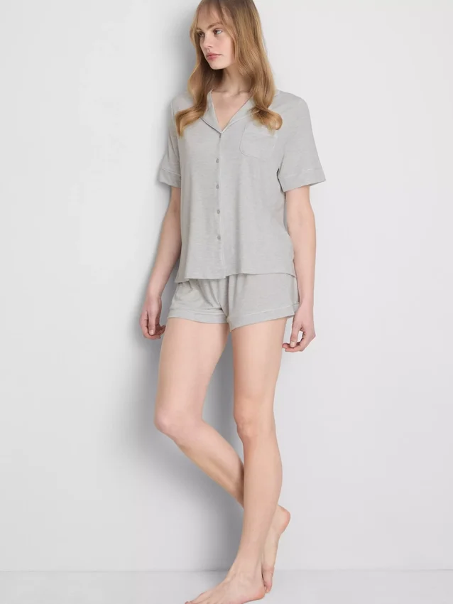 Conjunto de pijama de pantalones cortos estilo boyfriend de jersey