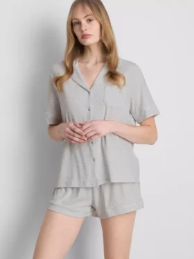 Conjunto de pijama de pantalones cortos estilo boyfriend de jersey