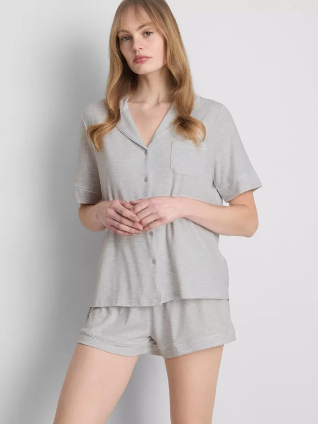 Conjunto de pijama de pantalones cortos estilo boyfriend de jersey
