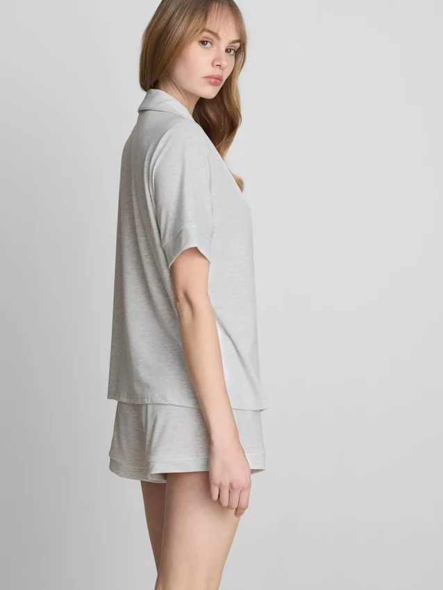 Conjunto de pijama de pantalones cortos estilo boyfriend de jersey